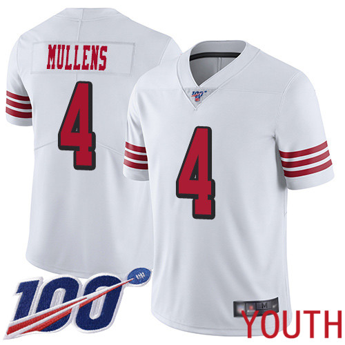 San Francisco 49ers Limited White Youth Nick Mullens NFL Jersey #4 100th Season Rush Vapor Untouchable